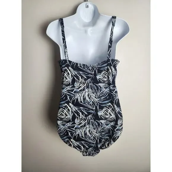 Nip Tuck Swim Palm Foil Twist Front Tummy Control Swimsuit sz 10 modest slimming - Picture 5 of 10